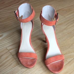 Calvin Klein orange suede shoes size 6 1/2